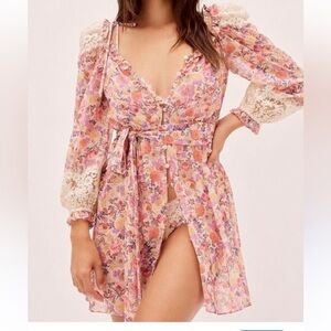 For Love And Lemons Floral Ruffle Dress size m